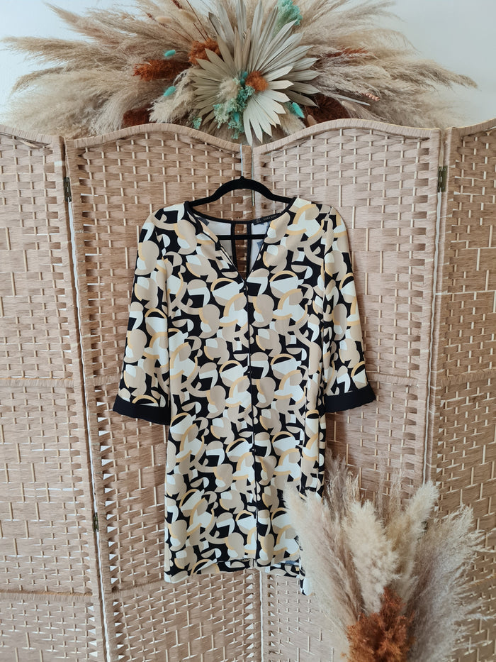 Zara Black/Cream Shift Dress Small