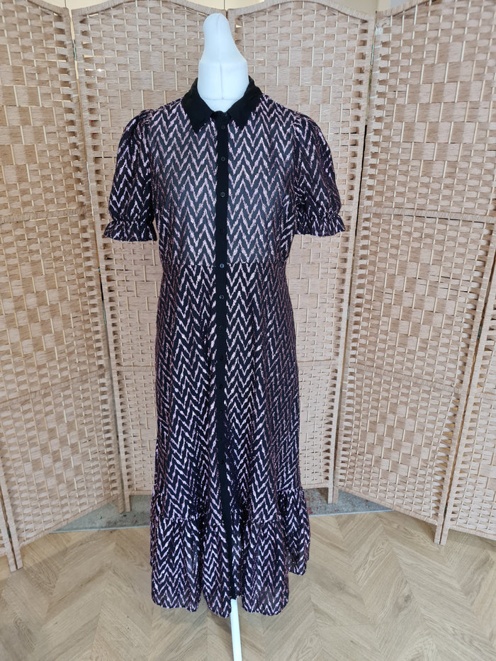 Zara Black/Pink Zigzag Dress XL