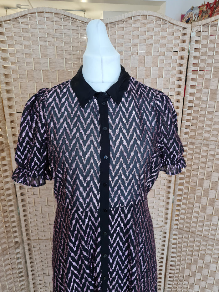 Zara Black/Pink Zigzag Dress XL