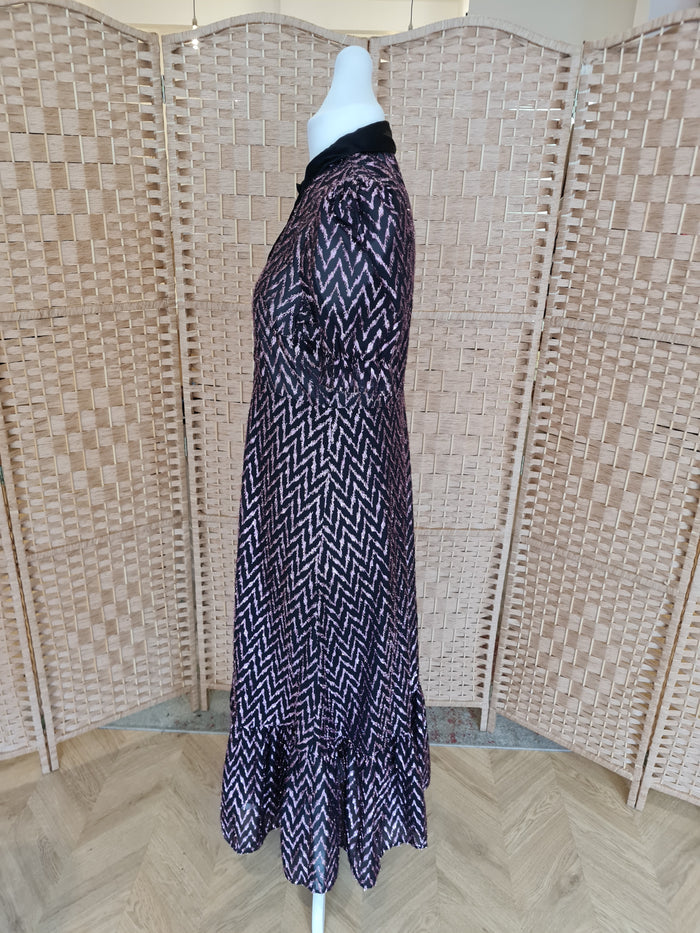Zara Black/Pink Zigzag Dress XL