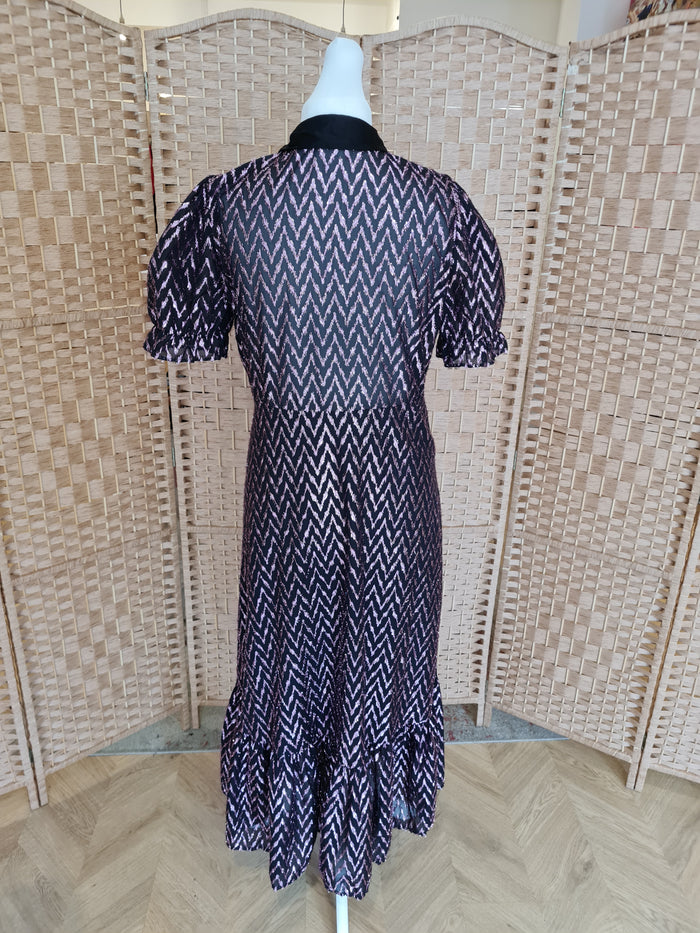 Zara Black/Pink Zigzag Dress XL