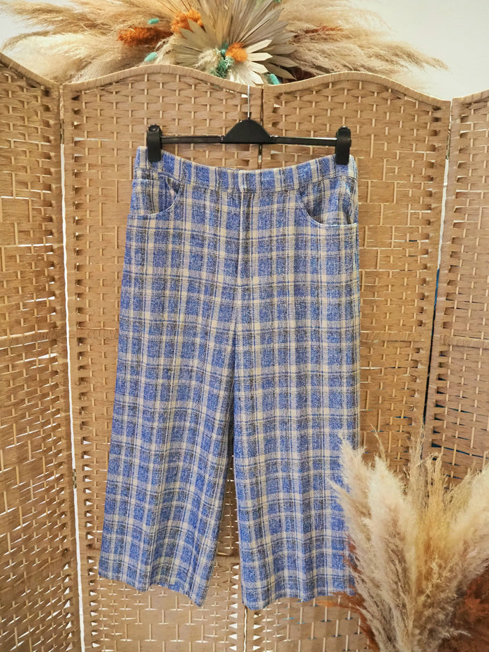 Zara Blue Checked Trousers XL