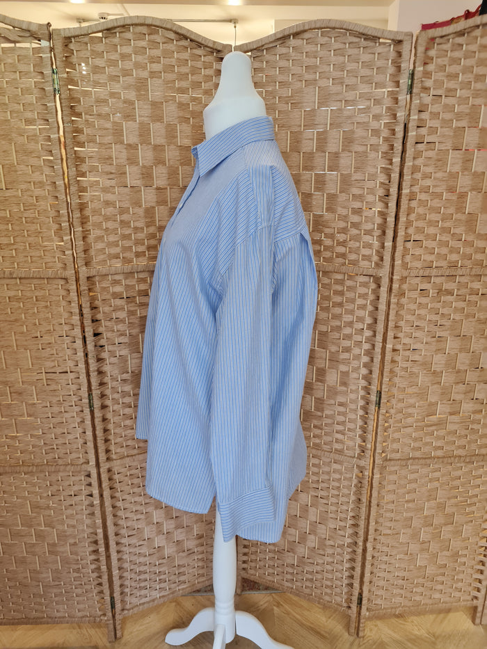 Zara Blue Stripe Oversized Shirt L