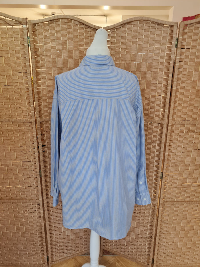Zara Blue Stripe Oversized Shirt L