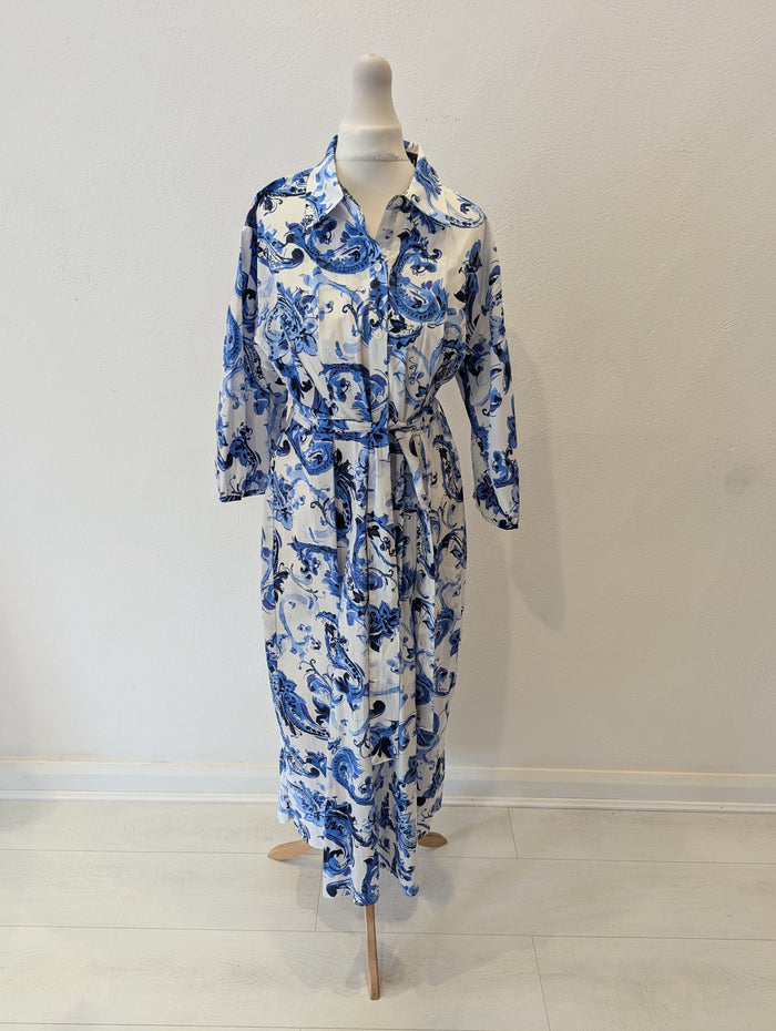 Zara Blue/White Shirt Dress S