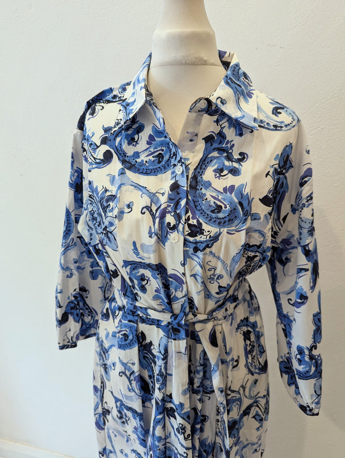 Zara Blue/White Shirt Dress S