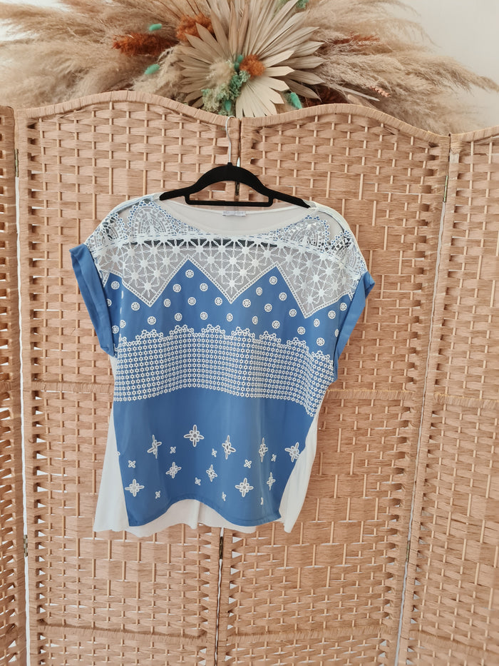 Zara Blue/White Top L