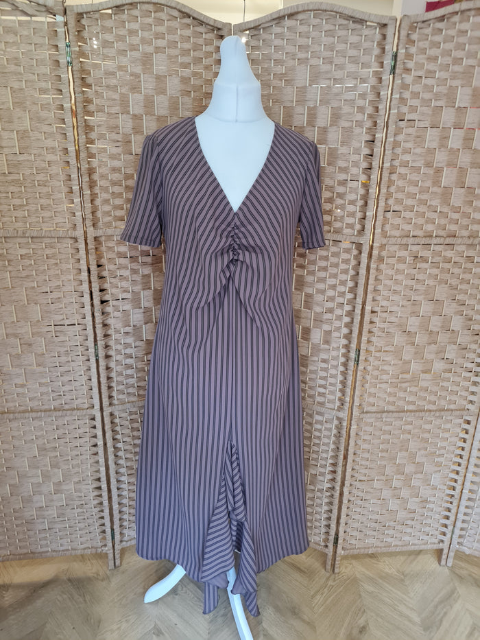 Zara Brown Stripe Dress L NWT RRP £29.99
