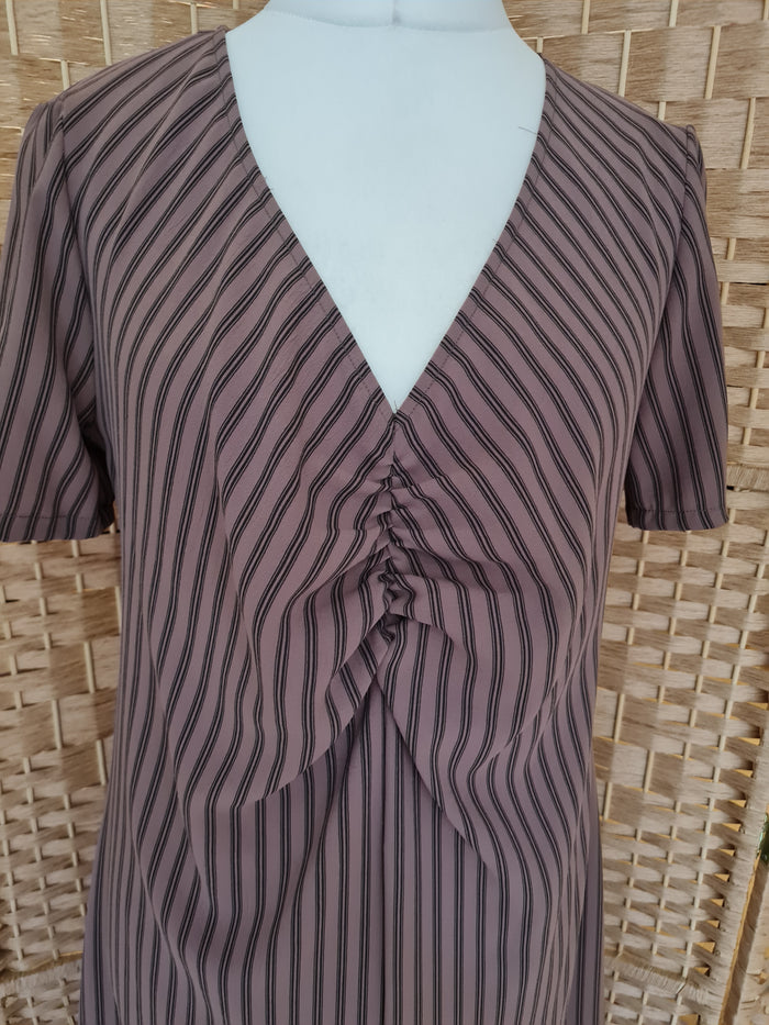 Zara Brown Stripe Dress L NWT RRP £29.99