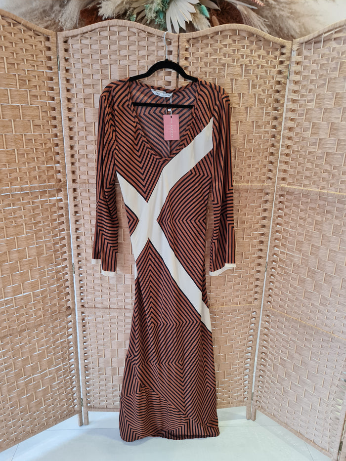 Zara Brown Stripe Maxi L