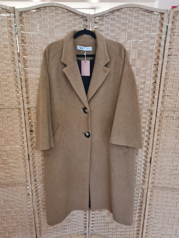 Zara Camel Wool Coat Size XL
