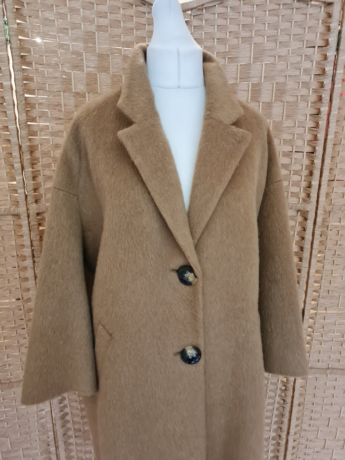 Zara Camel Wool Coat Size XL