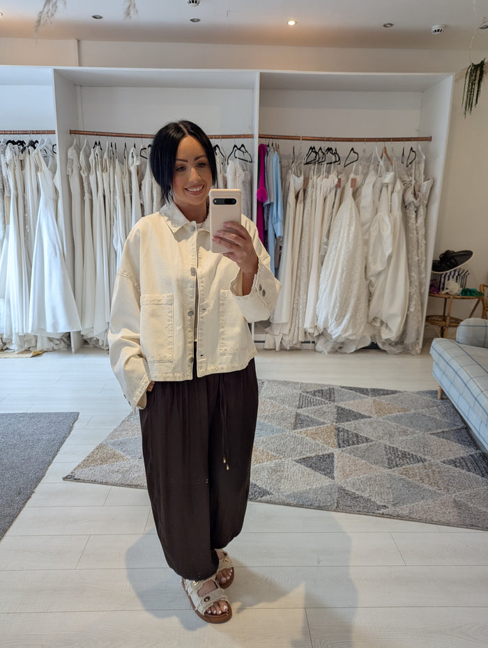 Zara Cream Denim Jacket L