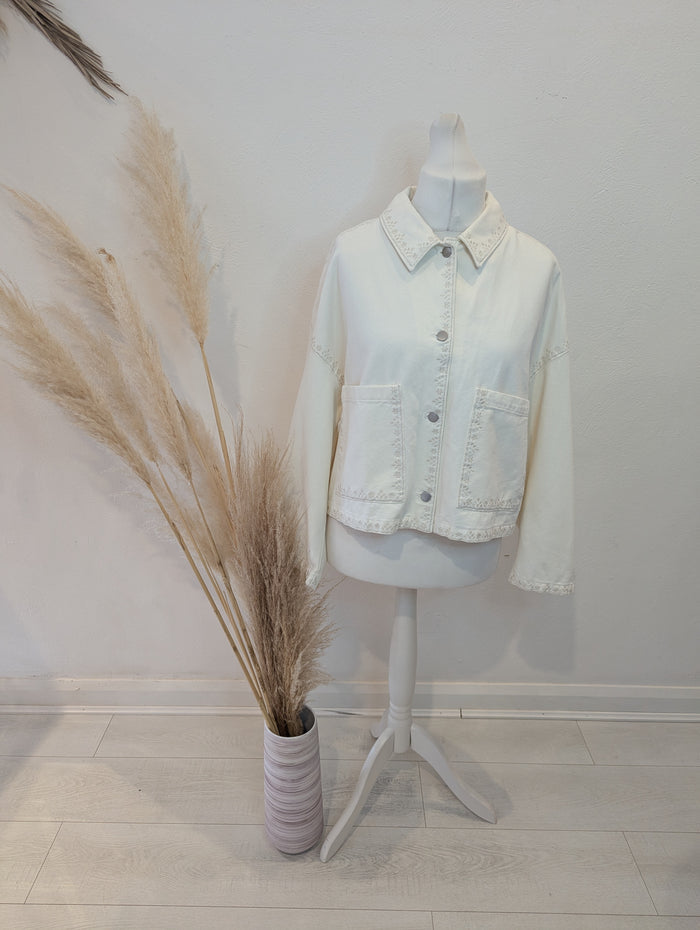 Zara Cream Denim Jacket L