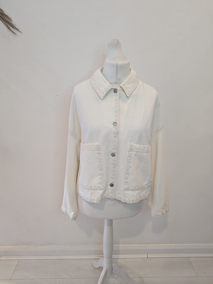Zara Cream Denim Jacket L