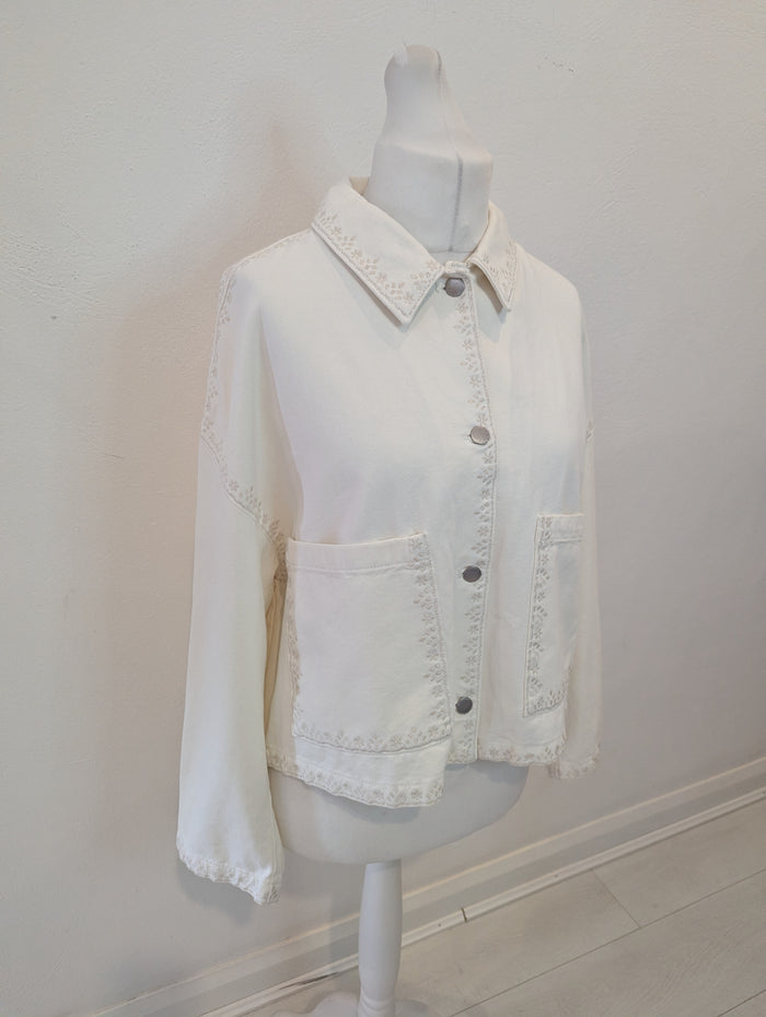 Zara Cream Denim Jacket L