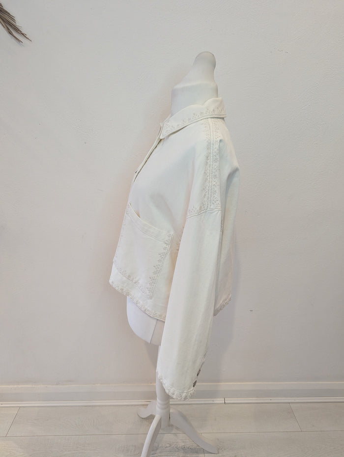 Zara Cream Denim Jacket L