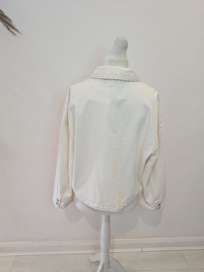 Zara Cream Denim Jacket L