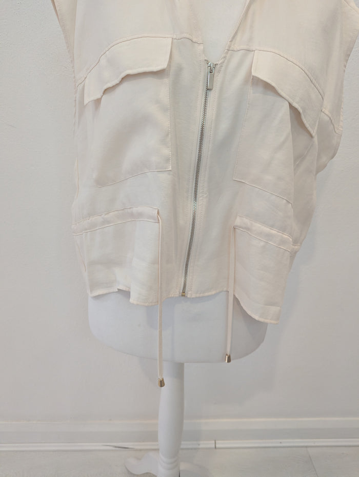 Zara cream drawstring top XL