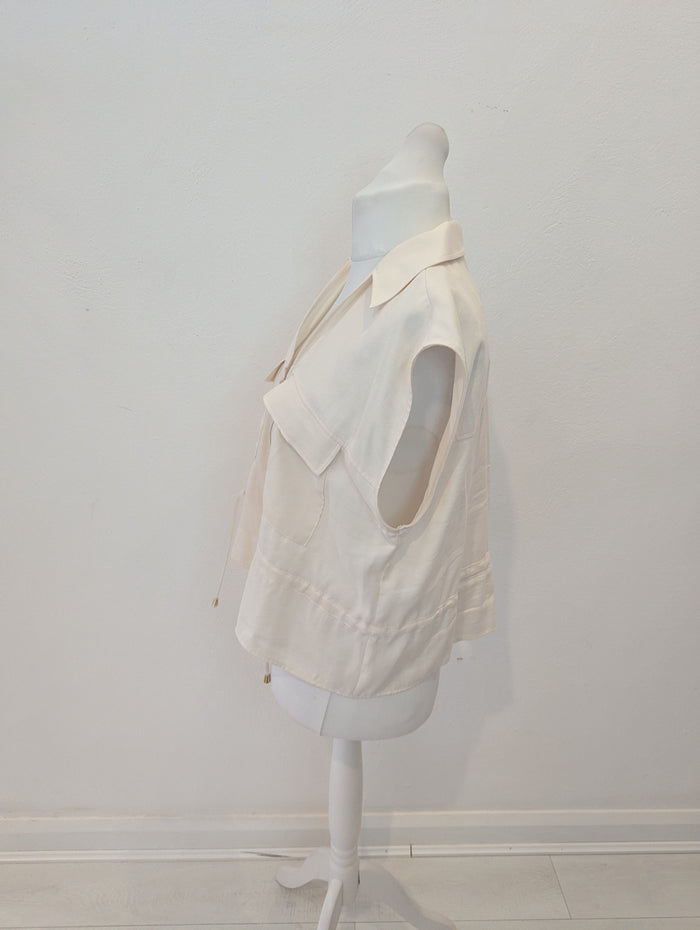 Zara cream drawstring top XL