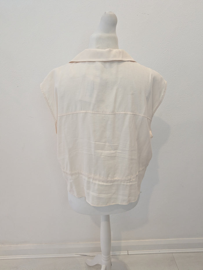 Zara cream drawstring top XL