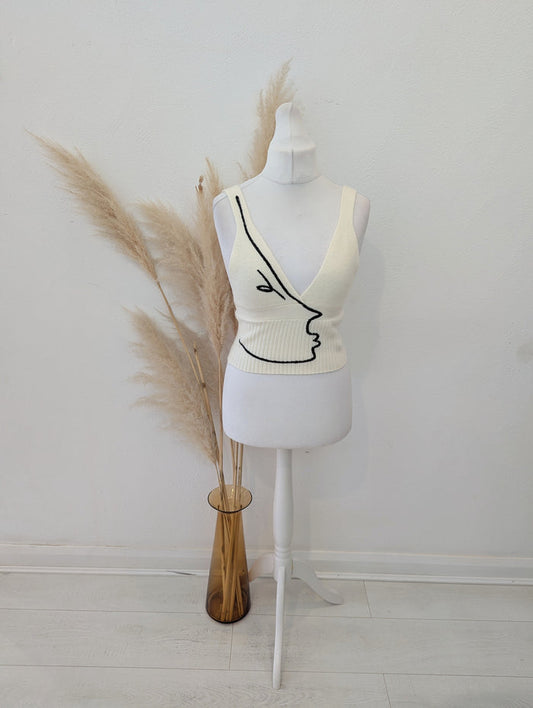 Zara Cream Knitted Top L RRP £27.99