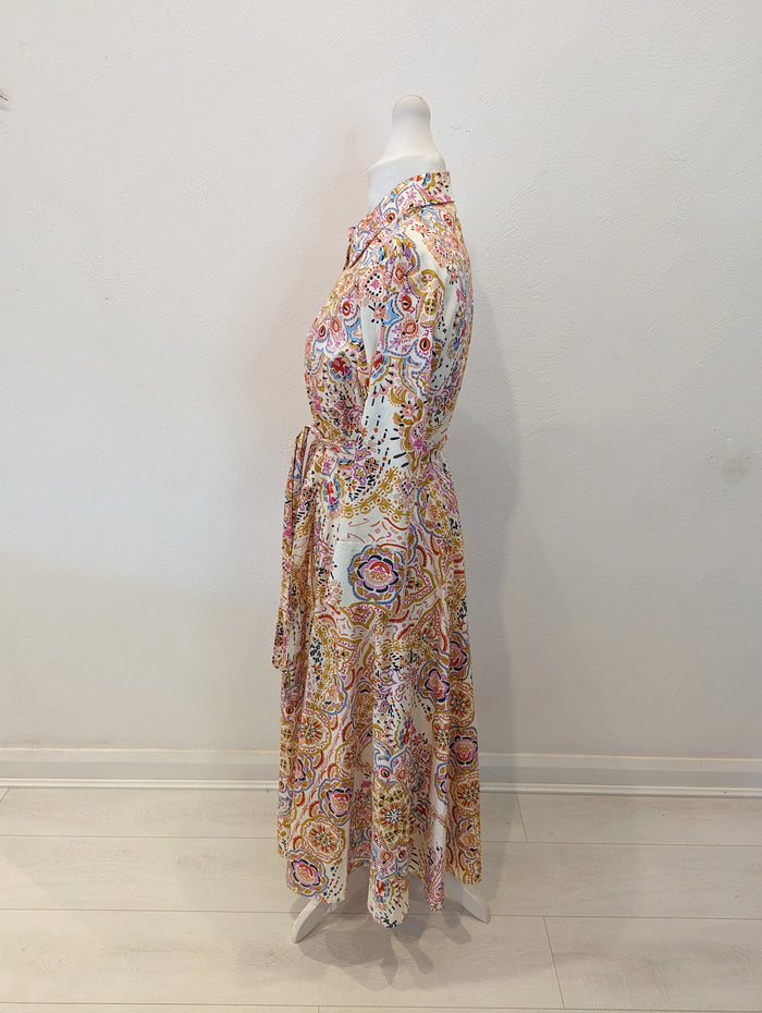 Zara Cream Print Shirt Dress XL RRP £59.99