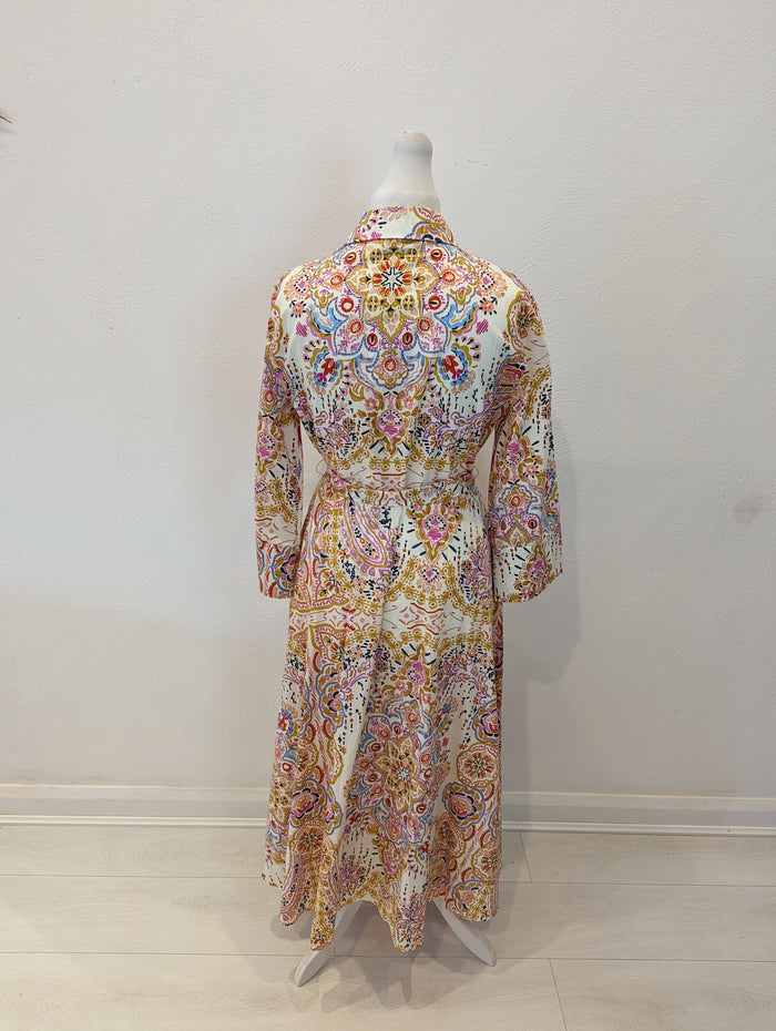 Zara Cream Print Shirt Dress XL RRP £59.99