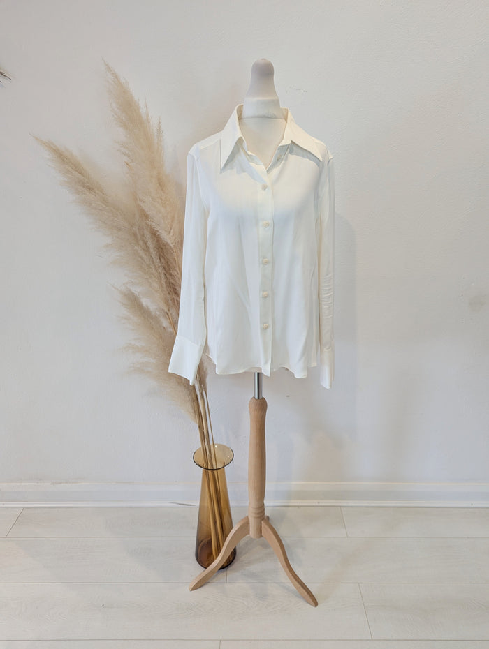 Zara Cream Satin Blouse M RRP £32.99