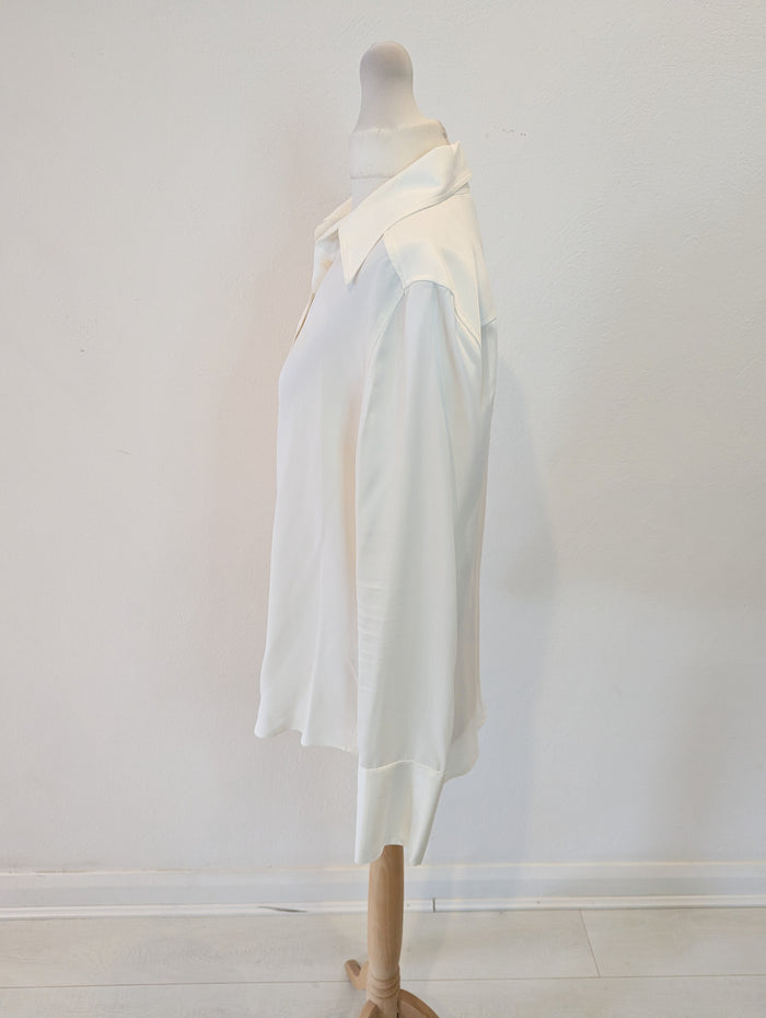 Zara Cream Satin Blouse M RRP £32.99