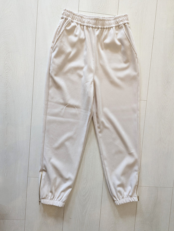 Zara cream zip jogger S