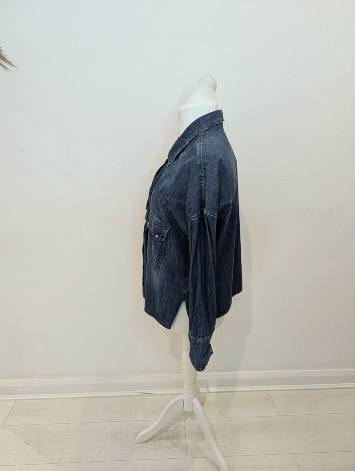 Zara Floral Denim Jacket L