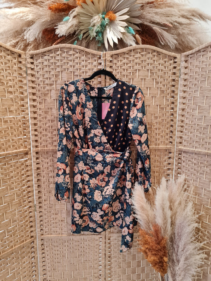 Zara Floral Wrap Dress Large