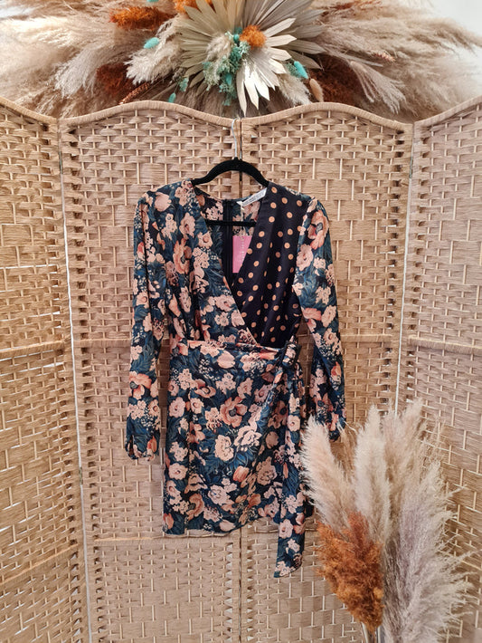 Zara Floral Wrap Dress Large