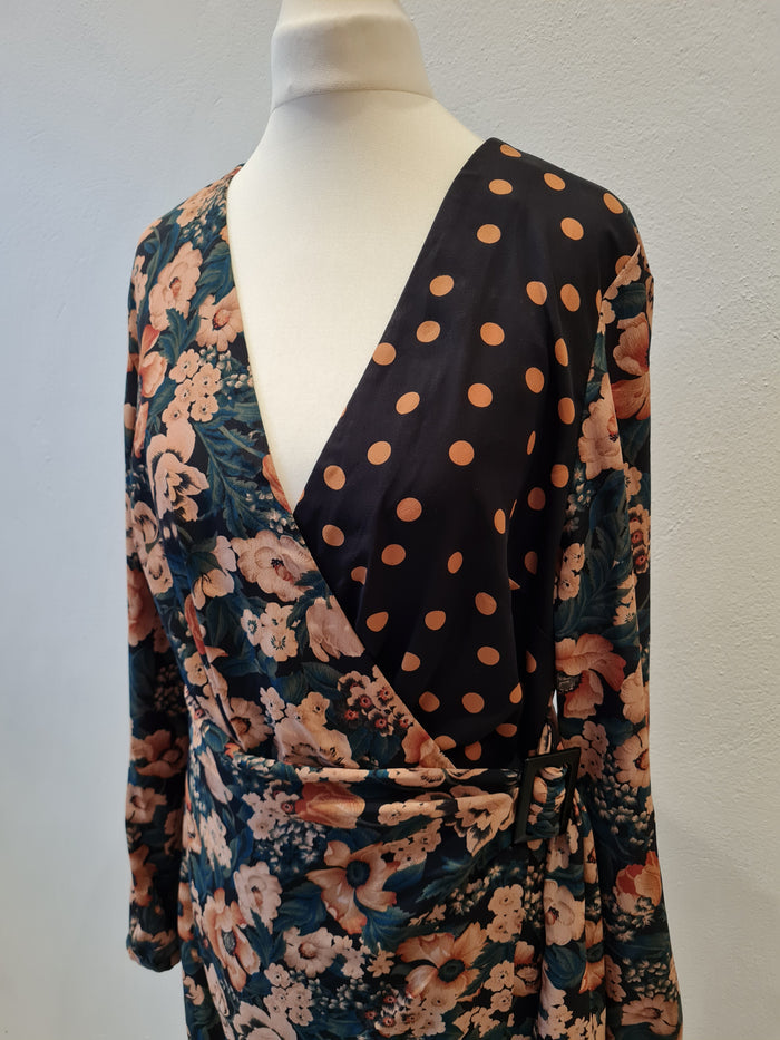 Zara Floral Wrap Dress Large