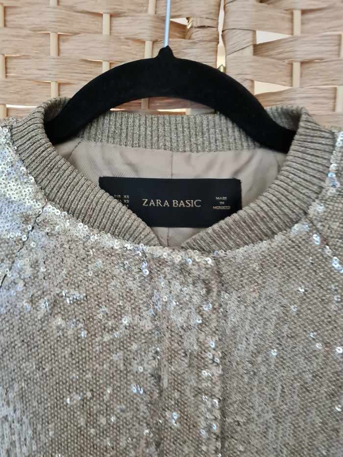 Zara Gold Sequin Jacket XS