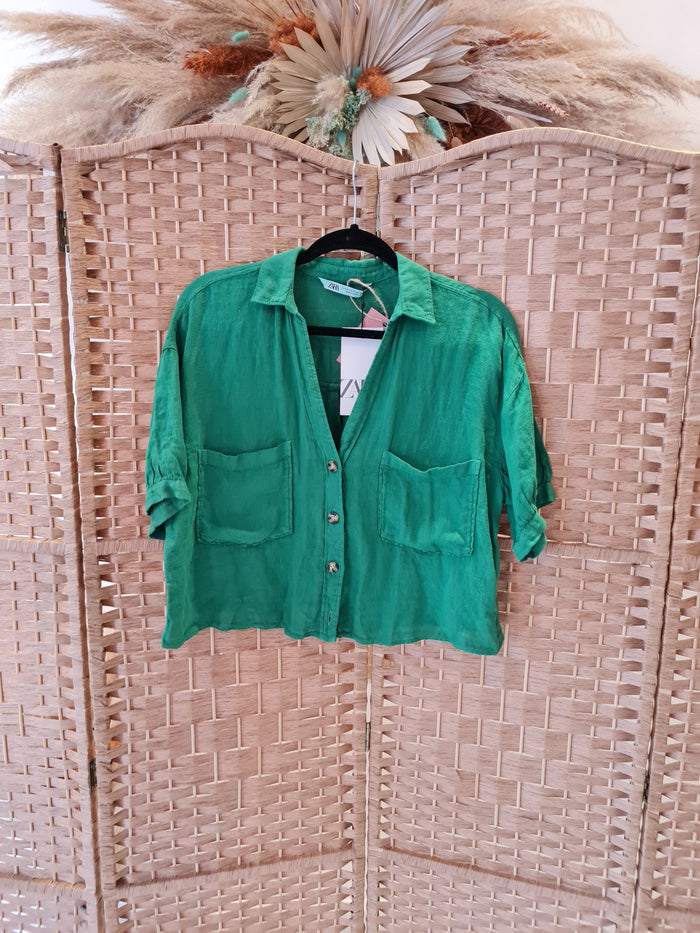 Zara Green Shirt M New RRP £19.99