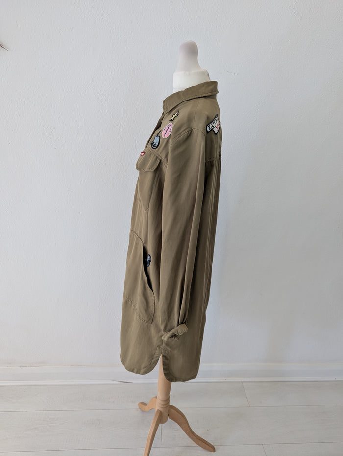 Zara Khaki Badge Shacket S
