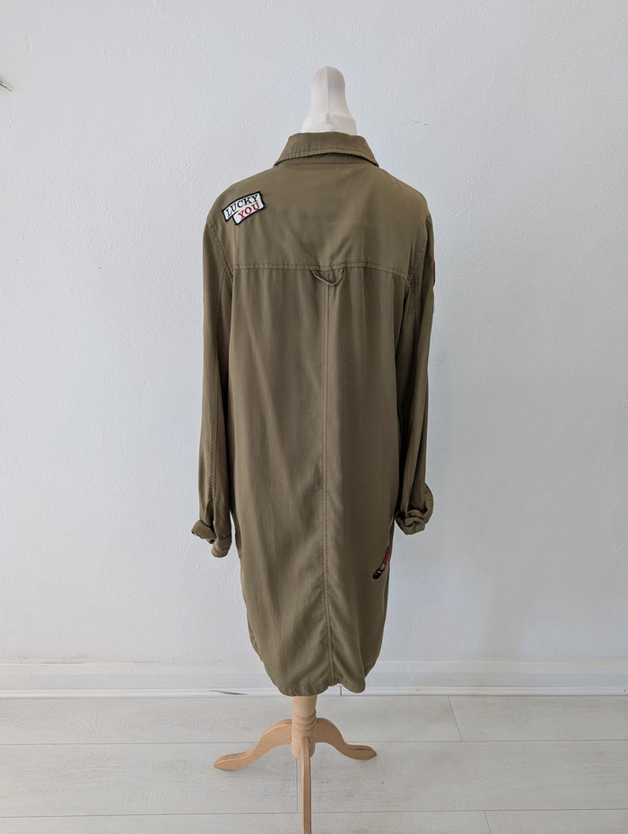 Zara Khaki Badge Shacket S