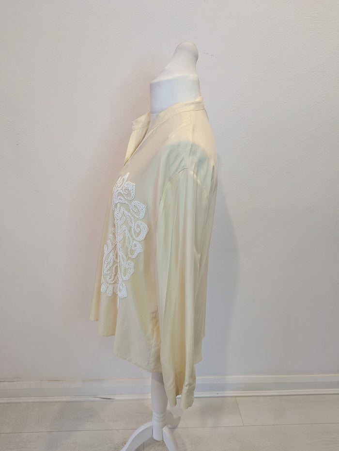 Zara Lemon Beaded Shirt L
