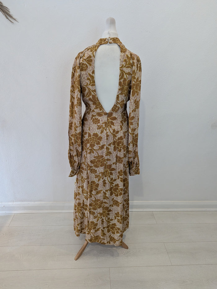 Zara Mustard Floral Maxi Dress S