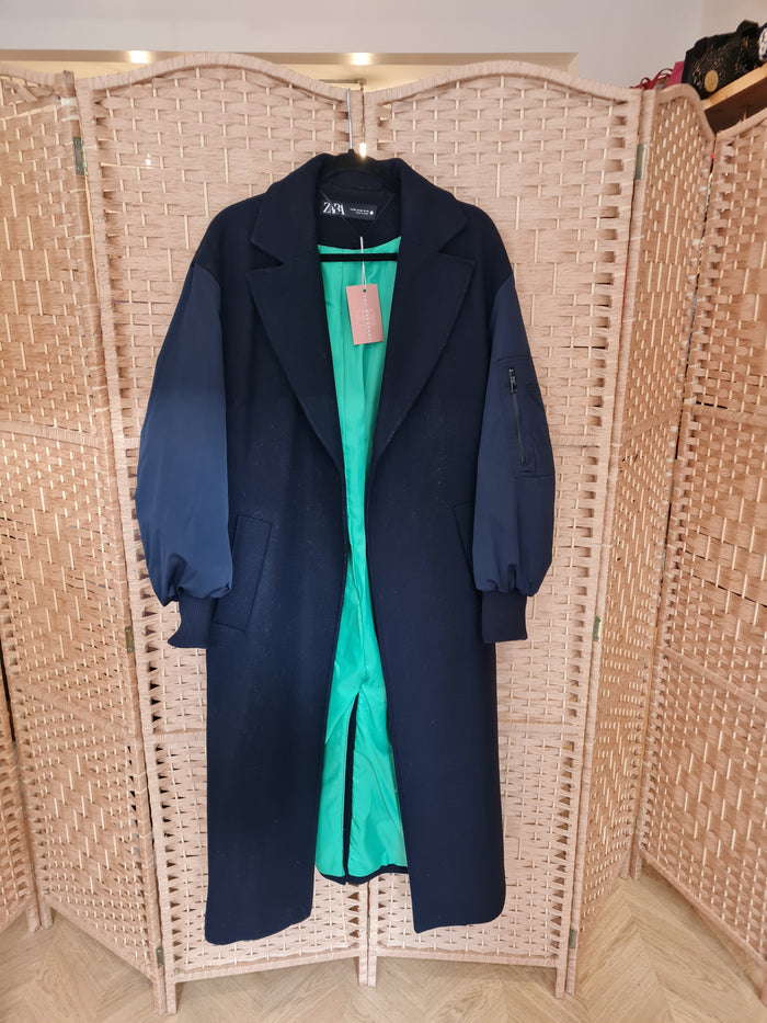 Zara Navy Coat XS