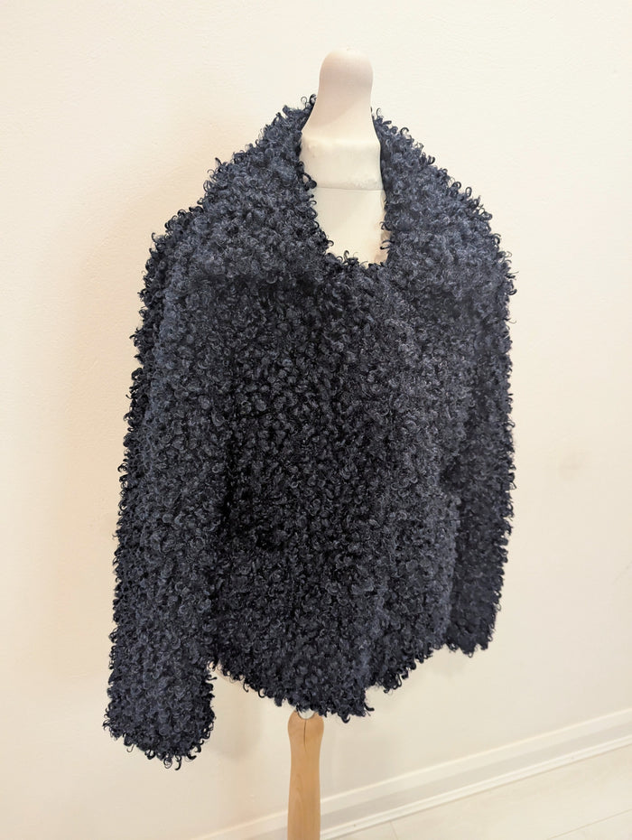 Zara Navy Fluffy Jacket S