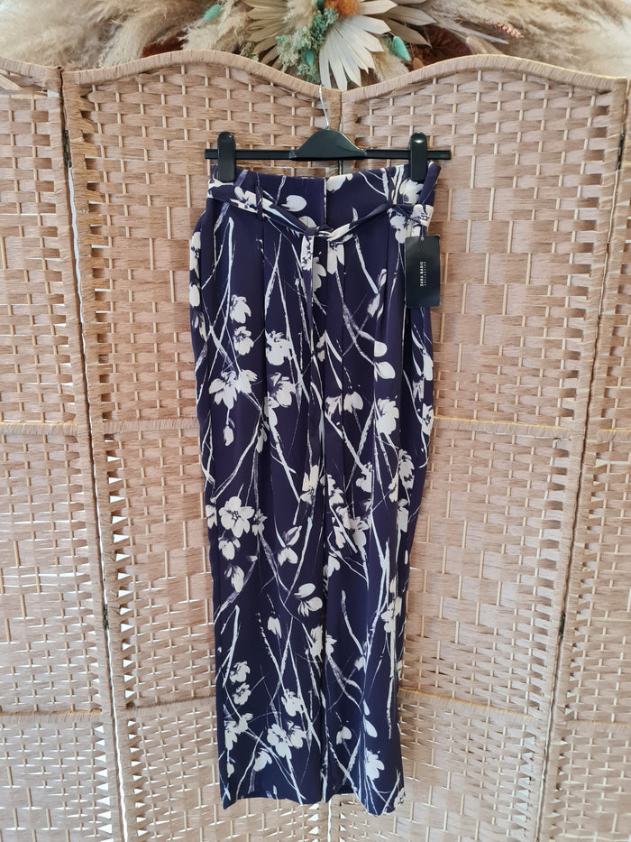 Zara Navy print trouser L/10 RRP £29.99