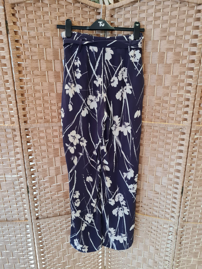 Zara Navy print trouser L/10 RRP £29.99