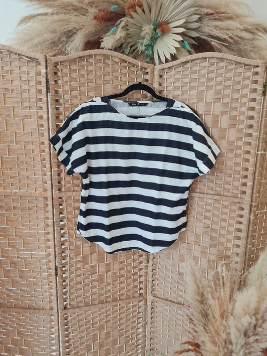Zara Navy Stripe Top M