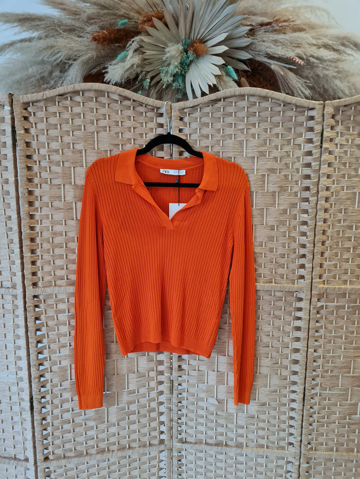 Zara Orange Knit Size Medium New