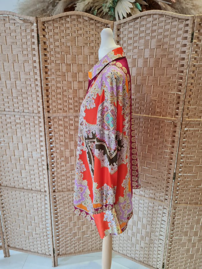 Zara Orange Multi Blouse M