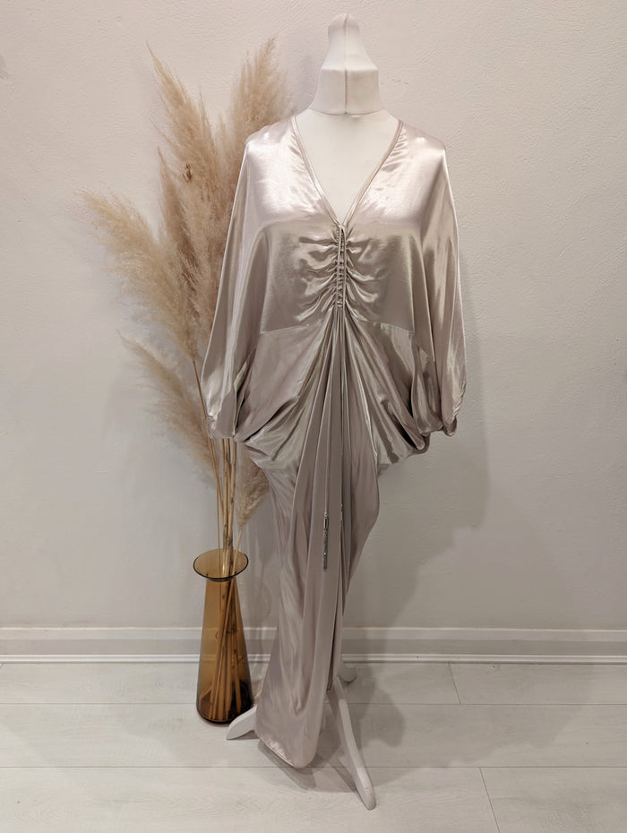 Zara Oyster Satin evening Dress M/L