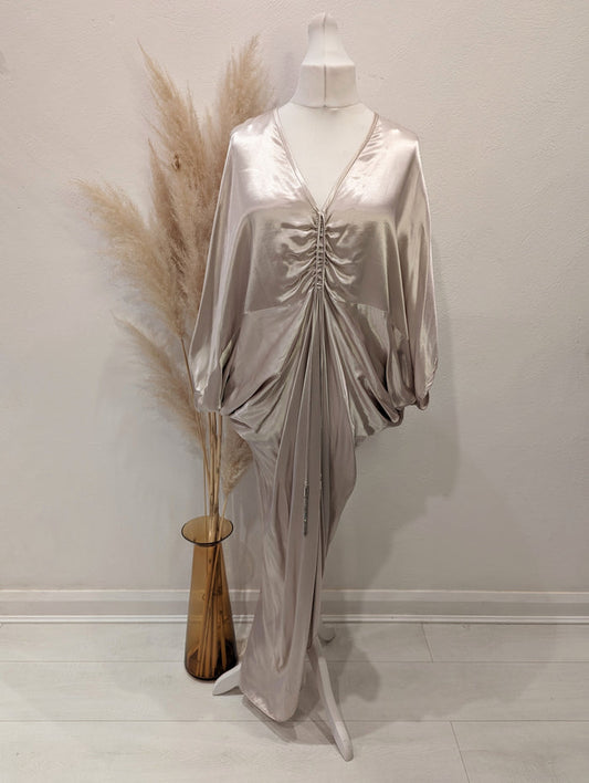 Zara Oyster Satin evening Dress M/L